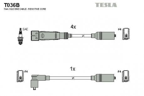 Комплект кабелів запалювання TESLA T036B