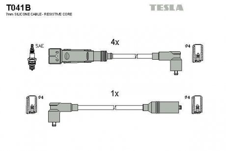 Комплект кабелів запалювання TESLA T041B (фото 1)