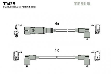 Комплект кабелей зажигания TESLA T042B