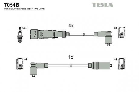 Комплект кабелей зажигания TESLA T054B