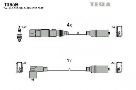 Комплект кабелей зажигания TESLA T065B