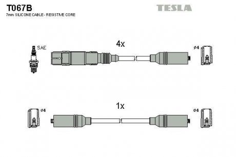 Комплект кабелей зажигания TESLA T067B