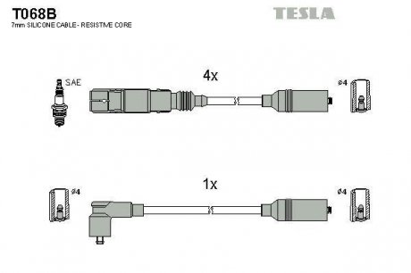 Комплект кабелів запалювання TESLA T068B (фото 1)