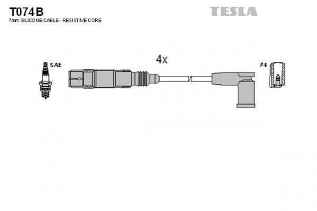Комплект кабелей зажигания TESLA T074B