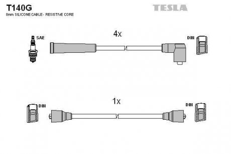 Комплект кабелів запалювання TESLA T140G (фото 1)