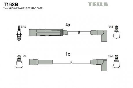Комплект кабелів запалювання TESLA T168B (фото 1)