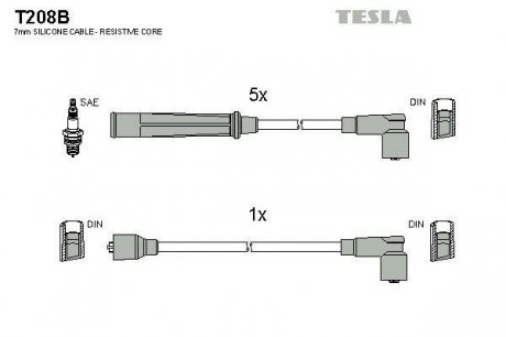 Комплект кабелей зажигания TESLA T208B (фото 1)