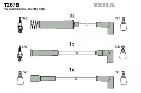 Комплект кабелей зажигания TESLA T267B