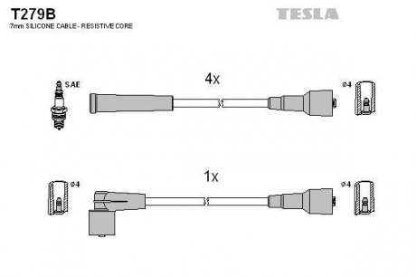 Комплект кабелів запалювання TESLA T279B