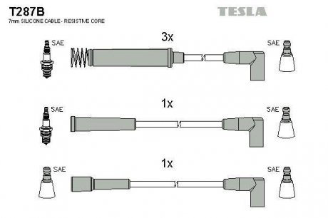Комплект кабелей зажигания TESLA T287B