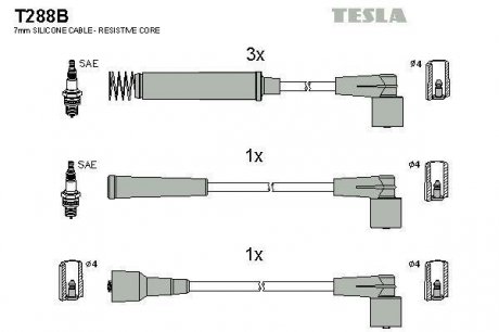 Комплект кабелів запалювання TESLA T288B (фото 1)