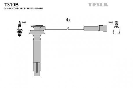 Комплект кабелів запалювання TESLA T310B