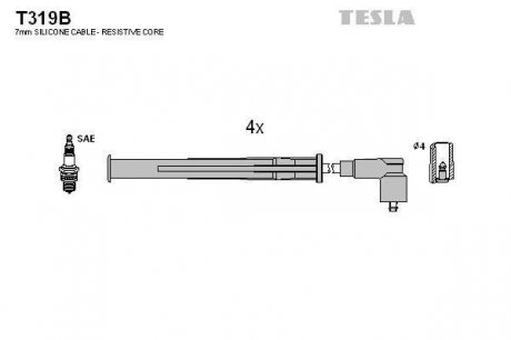 Комплект кабелів запалювання TESLA T319B (фото 1)