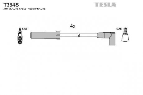 Провода свечные 21214 инж (силикон) TESLA T394S (фото 1)