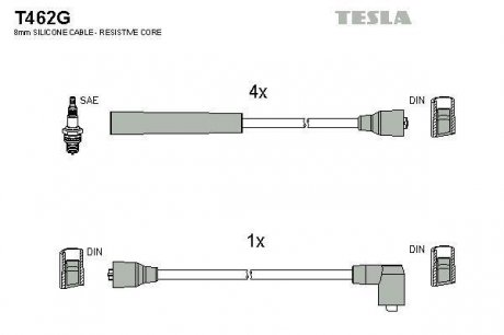 Комплект кабелів запалювання TESLA T462G (фото 1)
