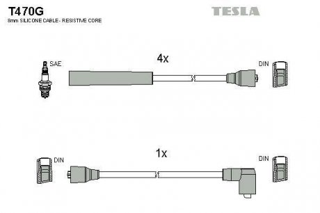 Комплект кабелей зажигания TESLA T470G