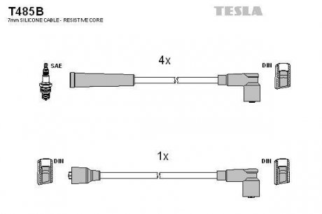 Комплект кабелей зажигания TESLA T485B