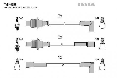 Комплект кабелей зажигания TESLA T496B