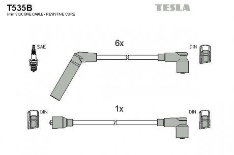 Комплект кабелей зажигания TESLA T535B
