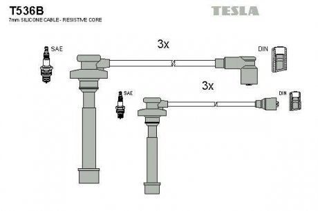 Комплект кабелів запалювання TESLA T536B (фото 1)
