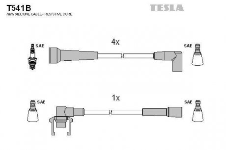 Комплект кабелів запалювання TESLA T541B (фото 1)