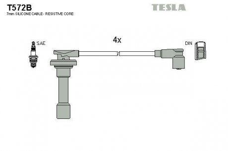 Комплект кабелів запалювання TESLA T572B