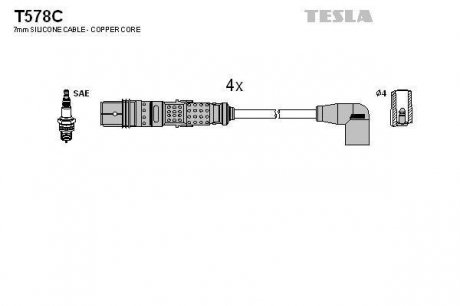 Комплект кабелів запалювання TESLA T578C