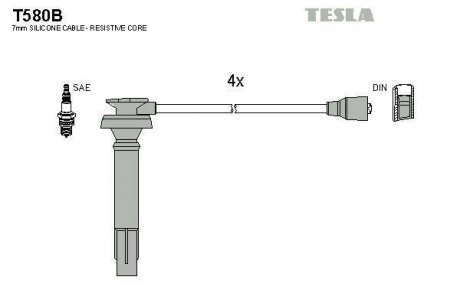 Комплект кабелів запалювання TESLA T580B