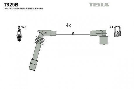 Комплект кабелів запалювання TESLA T629B (фото 1)