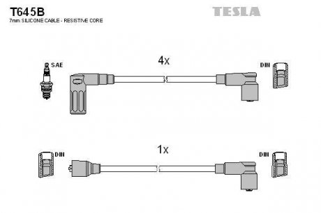 Комплект кабелів запалювання TESLA T645B (фото 1)