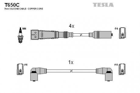 Комплект кабелей зажигания TESLA T650C