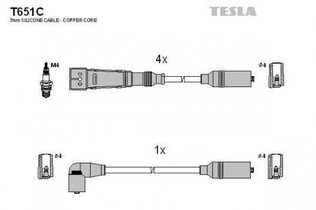 Комплект кабелів запалювання TESLA T651C