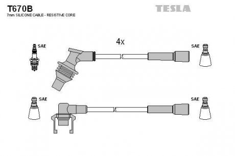 Комплект кабелів запалювання TESLA T670B (фото 1)