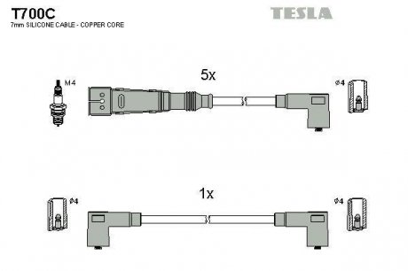 Комплект кабелей зажигания TESLA T700C