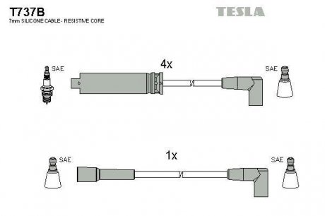 Комплект кабелів запалювання TESLA T737B