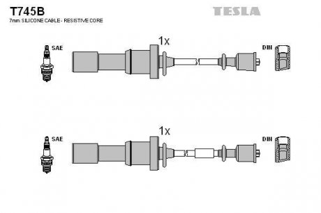 Комплект кабелей зажигания TESLA T745B (фото 1)