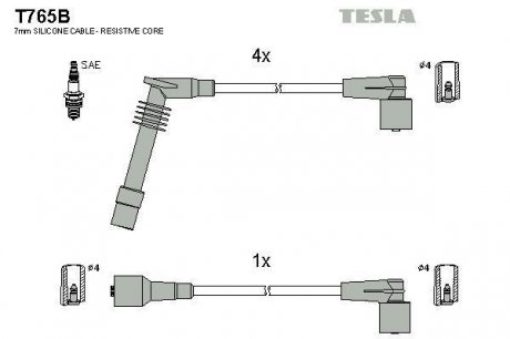 Комплект кабелів запалювання TESLA T765B
