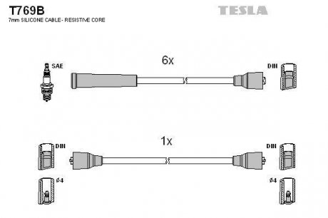 Комплект кабелей зажигания TESLA T769B (фото 1)