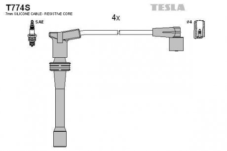 Провода свечные 2110-2112 инж (1,5 16кл) (силикон) TESLA T774S (фото 1)