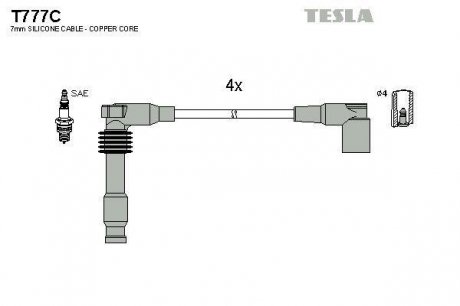Провода свечные Лачетти 1,8 (силикон) с медной жилой TESLA T777C