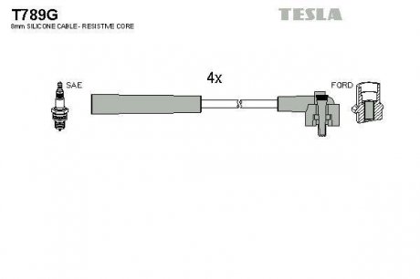 Комплект кабелів запалювання TESLA T789G (фото 1)