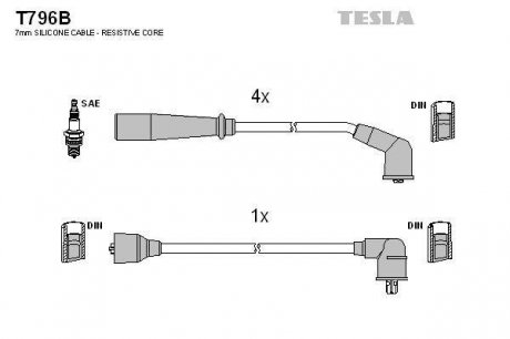 Комплект кабелей зажигания TESLA T796B