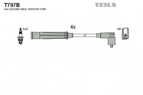 Комплект кабелів запалювання TESLA T797B (фото 1)