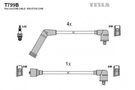 Комплект кабелей зажигания TESLA T799B (фото 1)