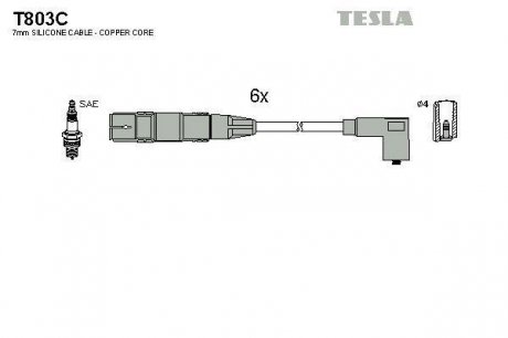 Комплект кабелів запалювання TESLA T803C