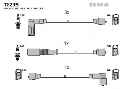 Комплект кабелей зажигания TESLA T829B