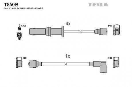 Комплект кабелей зажигания TESLA T850B