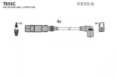 Комплект кабелів запалювання TESLA T855C (фото 1)