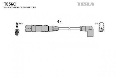 Комплект кабелей зажигания TESLA T856C (фото 1)