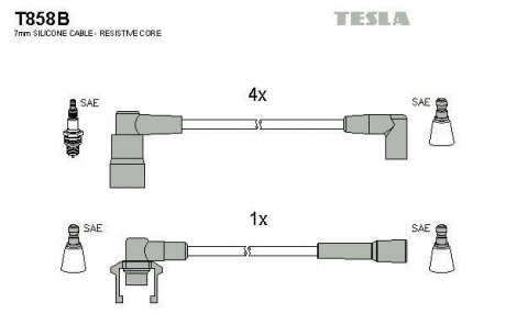 Комплект кабелів запалювання TESLA T858B (фото 1)